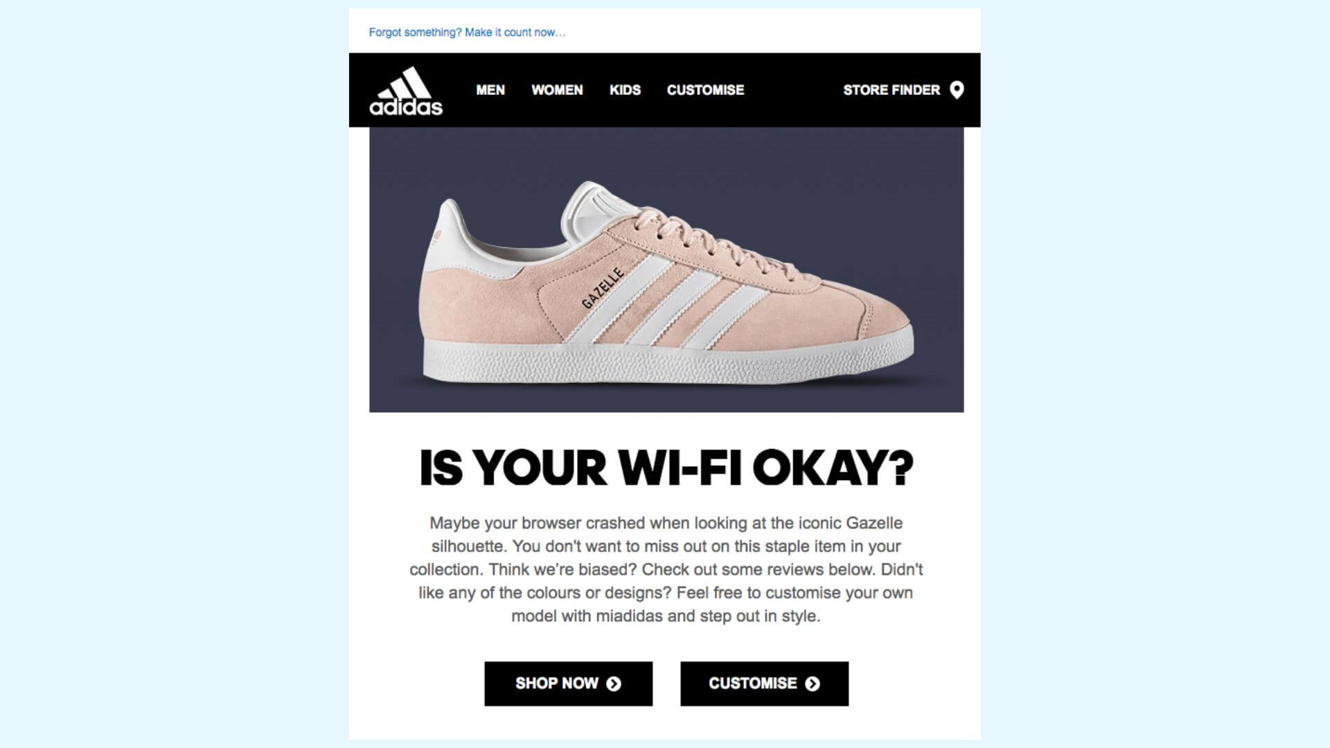 Adidas Abandon Cart Email Example