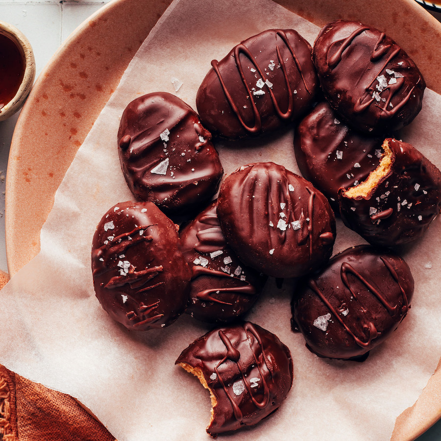 Plate of homemade Reese's eggs