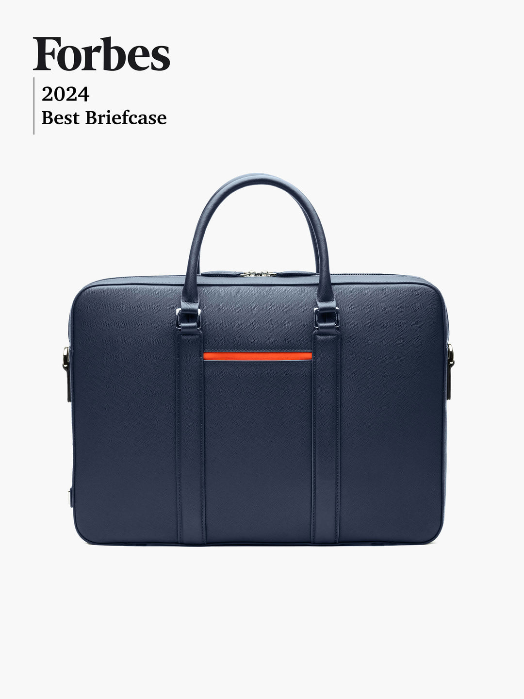 Maverick & Co. - Manhattan Leather Briefcase #color_navy-tiger-orange