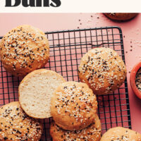 Vegan gluten-free hamburger buns on a cooling rack