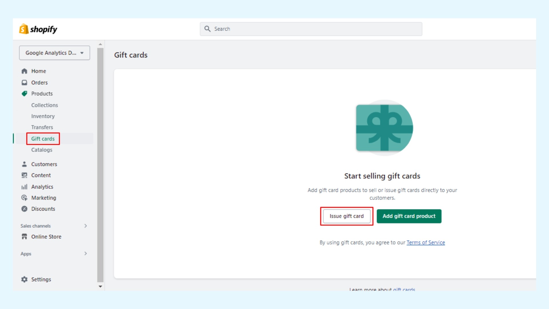 Issue Single-Use Shopify Gift Cards - Step 1
