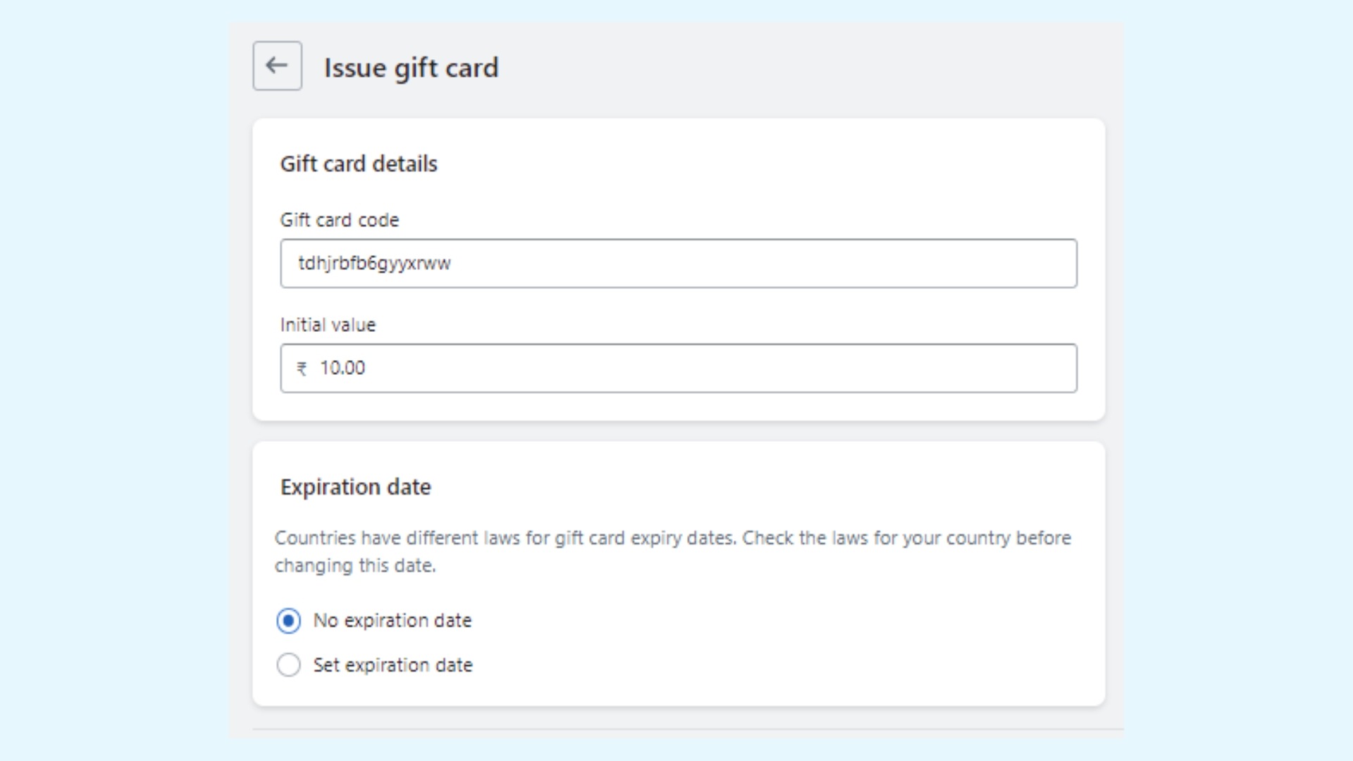 Issue Single-Use Shopify Gift Cards - Step 2