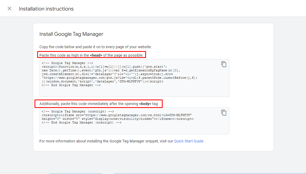 Copy The GTM Code
